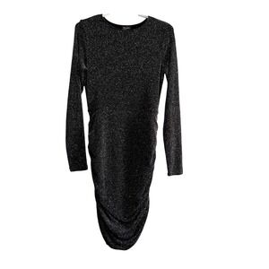 Free Press black sparkly bodycon long sleeve dress womens small evening cocktail